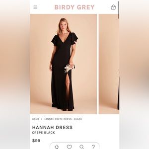 Birdy Grey Hannah flutter sleeves Black Crepe Dress